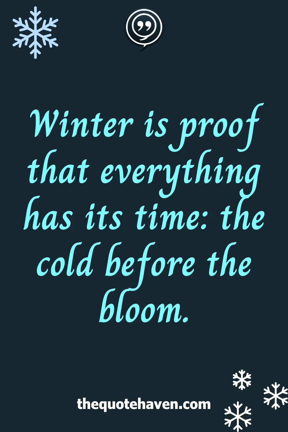 Winter is proof that everything has its time: the cold before the bloom.'